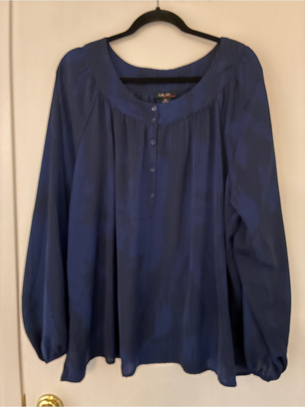 Leyla Relaxed Navy Peasant Blouse - Classic Women's Top #40
